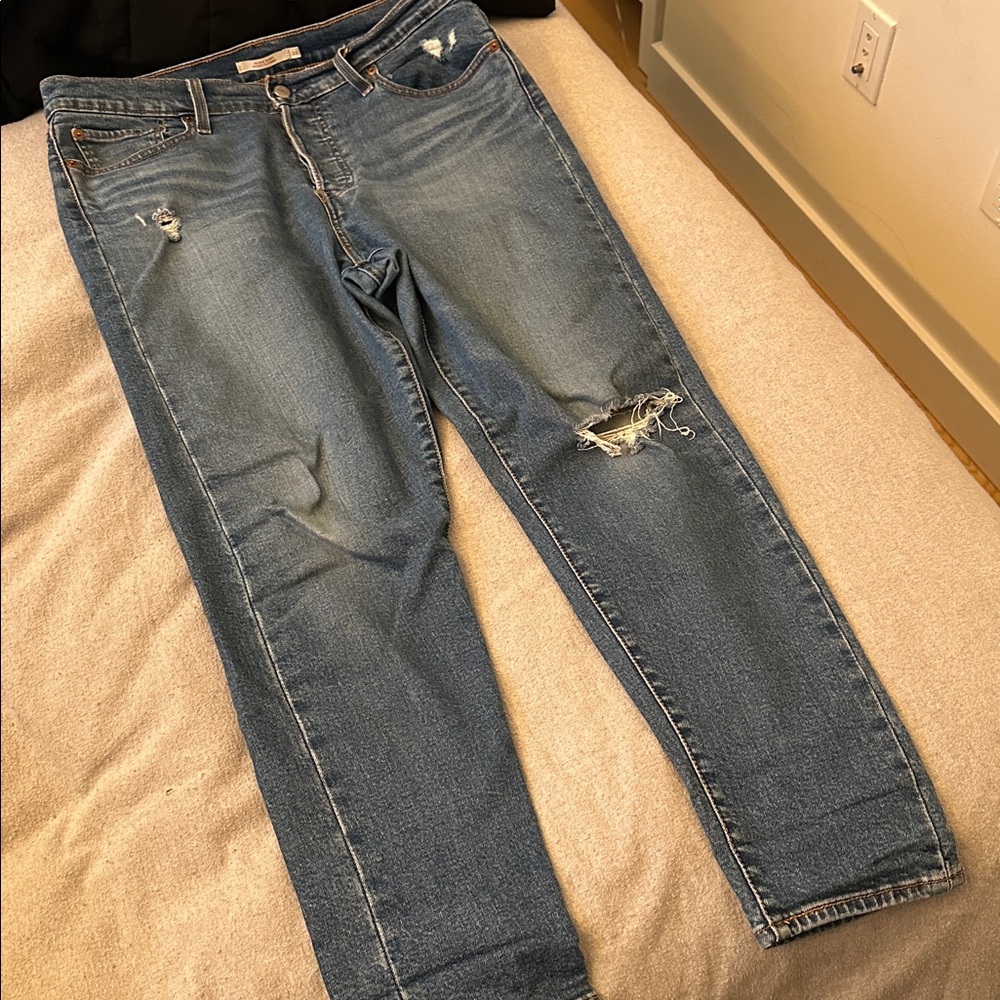 Distressed Blue Jeans - Picture 3 of 5